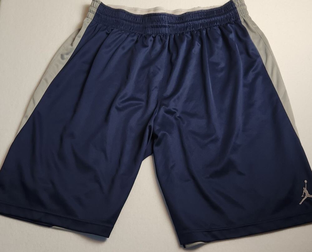 Nike Jordan Mens XXL Navy & Silver Basketball Long Shorts Drawstring